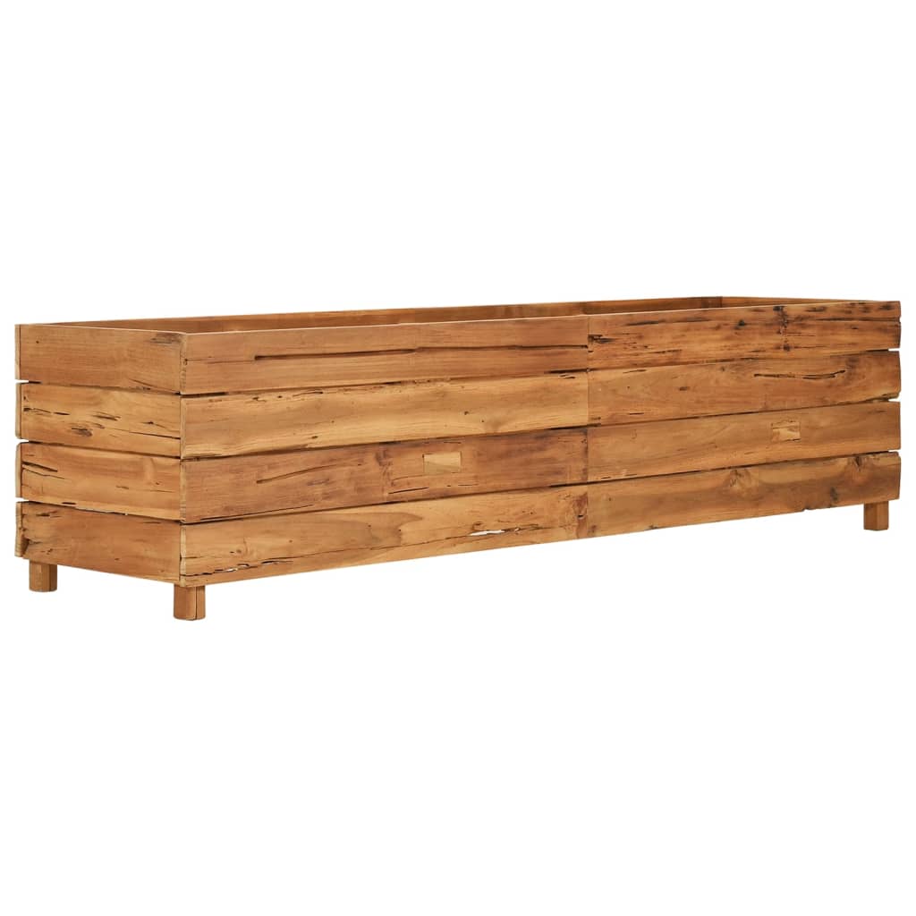Vaso/floreira 150x40x38 cm madeira de teca reciclada e aço