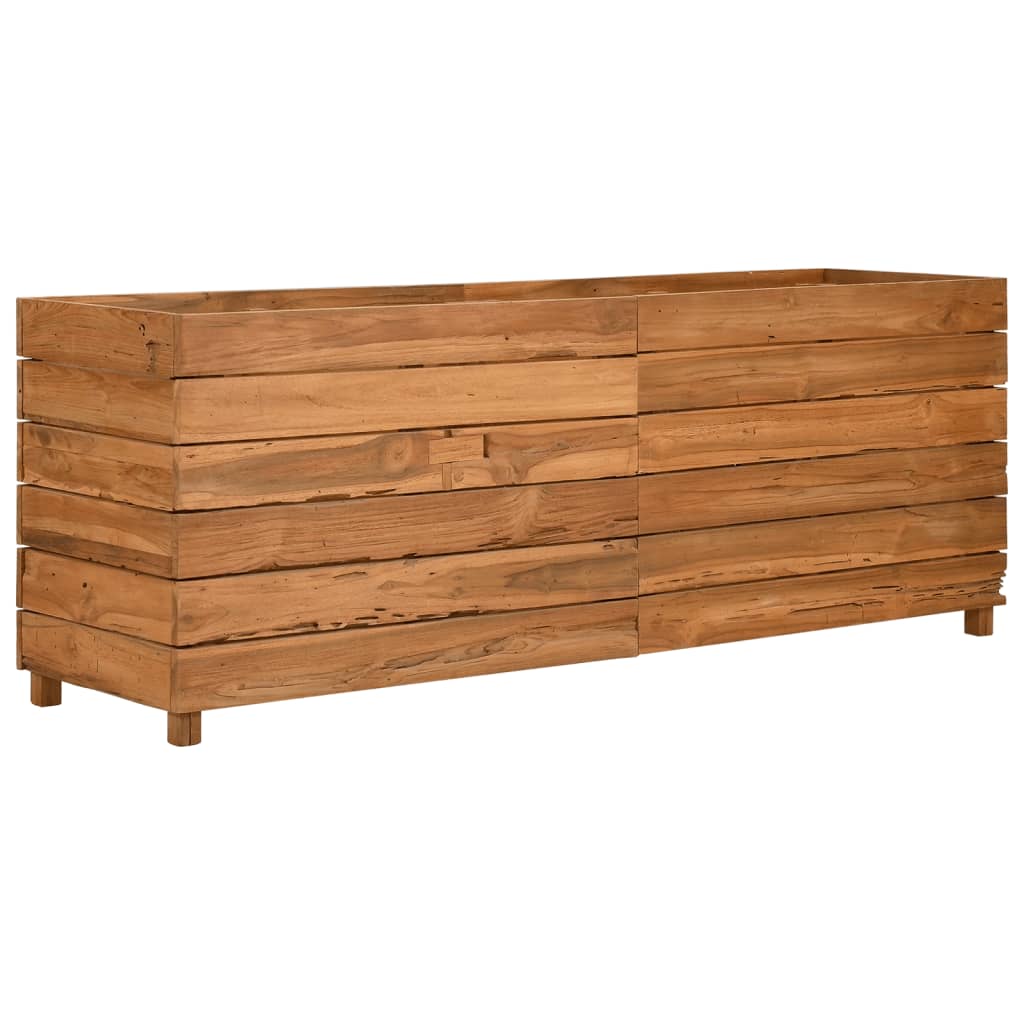 Vaso/floreira 150x40x55 cm madeira de teca reciclada e aço
