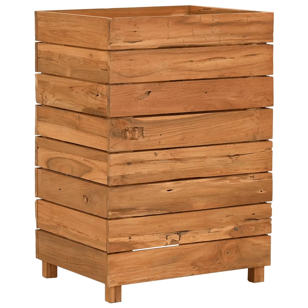 Vaso/floreira 50x40x72 cm madeira de teca reciclada e aço