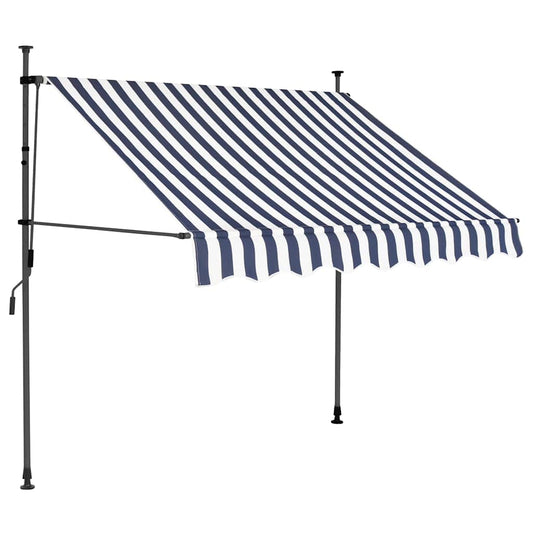 Toldo retrátil manual com LED 150 cm azul e branco