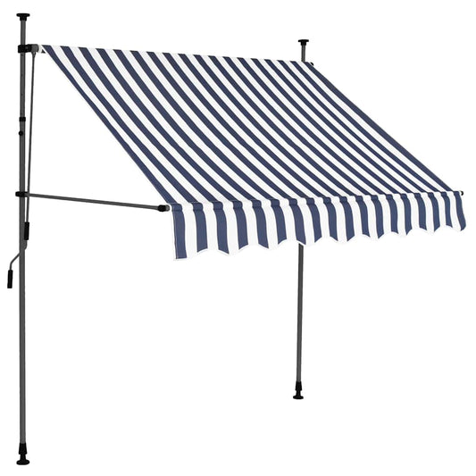 Toldo retrátil manual com LED 200 cm azul e branco