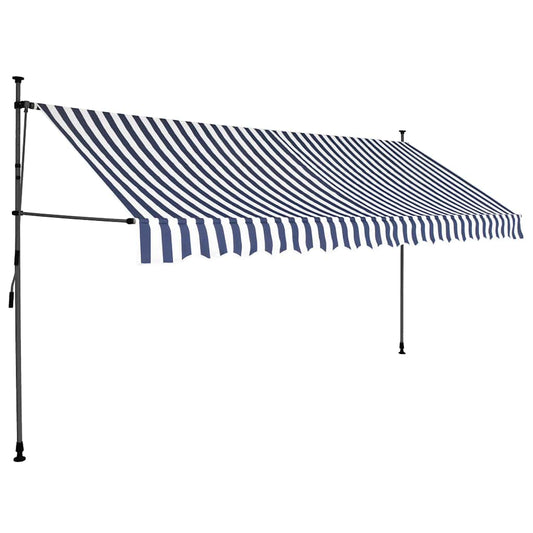 Toldo retrátil manual com LED 400 cm azul e branco