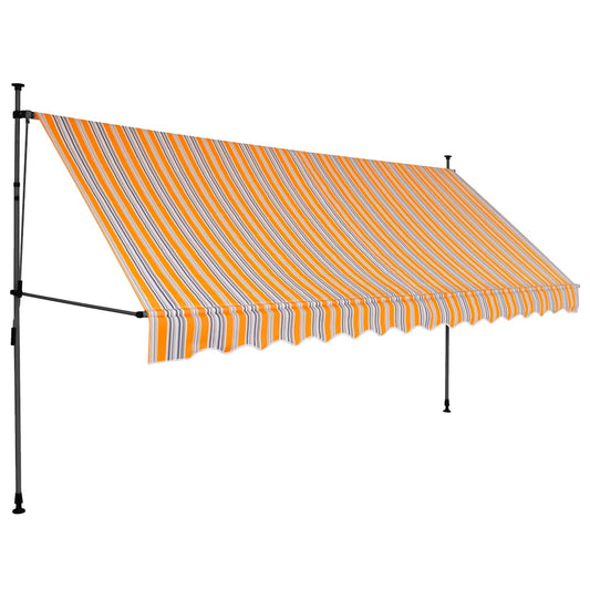 Toldo retrátil manual com LED 350 cm amarelo e azul