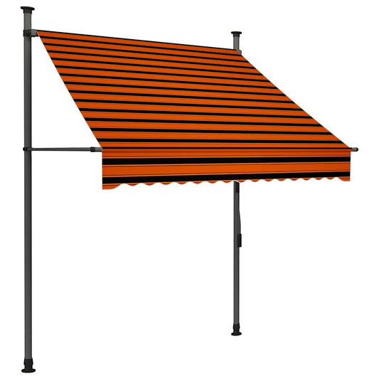 Toldo retrátil manual com LED 150 cm laranja e castanho