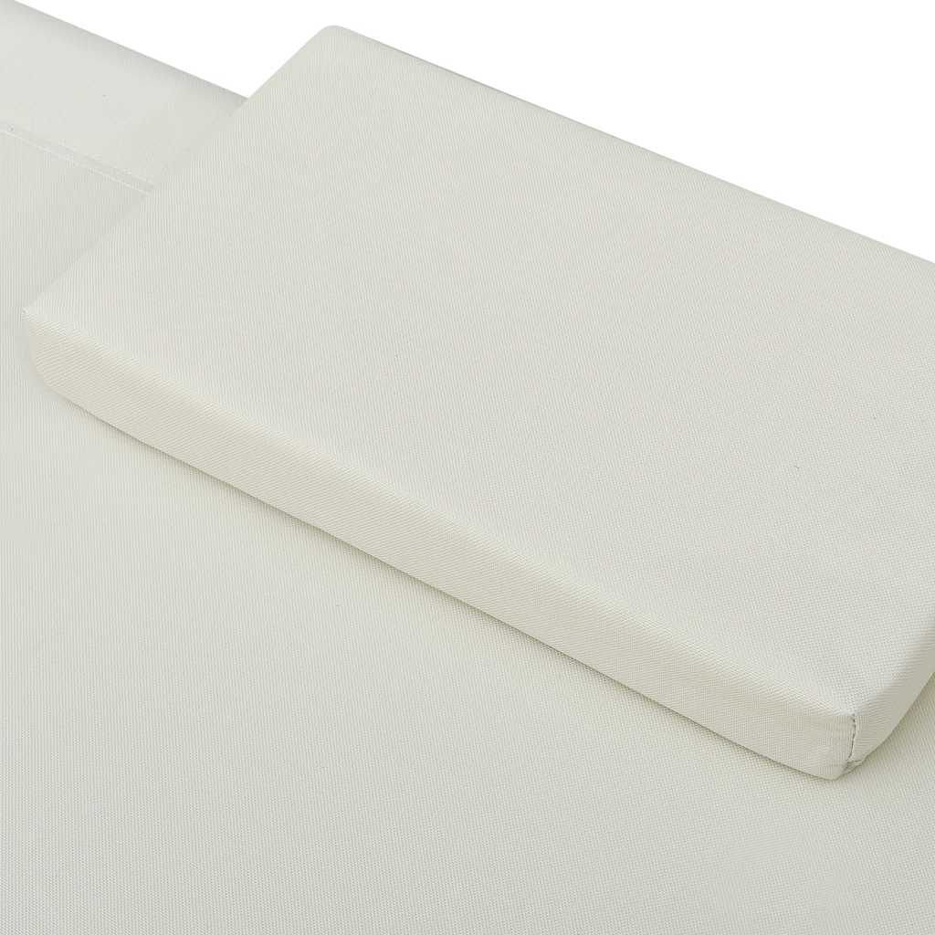 Espreguiçadeira com toldo e almofadas branco nata
