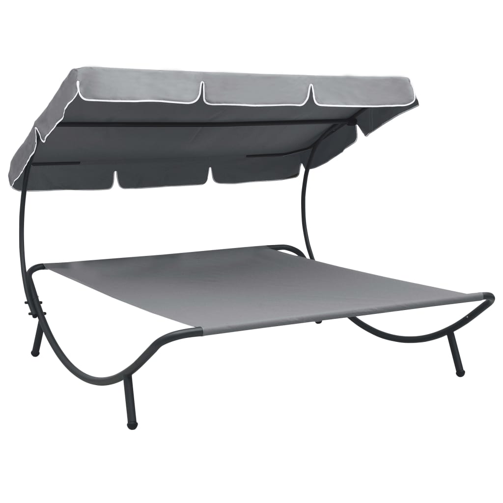 Espreguiçadeira com toldo cinzento