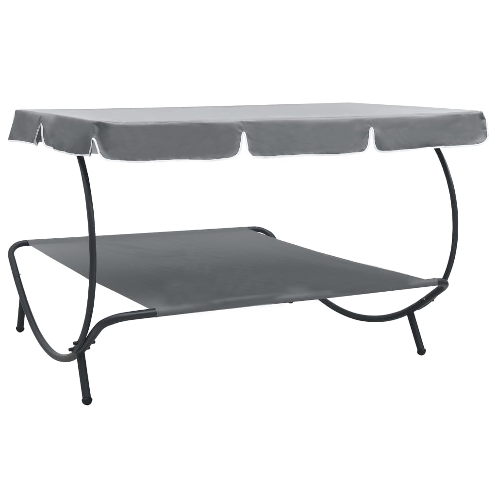 Espreguiçadeira com toldo cinzento