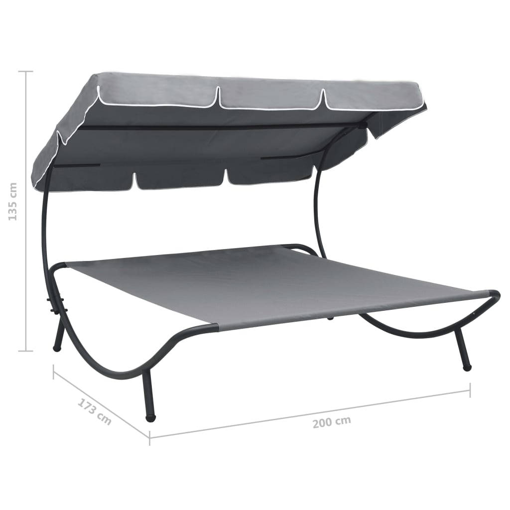 Espreguiçadeira com toldo cinzento