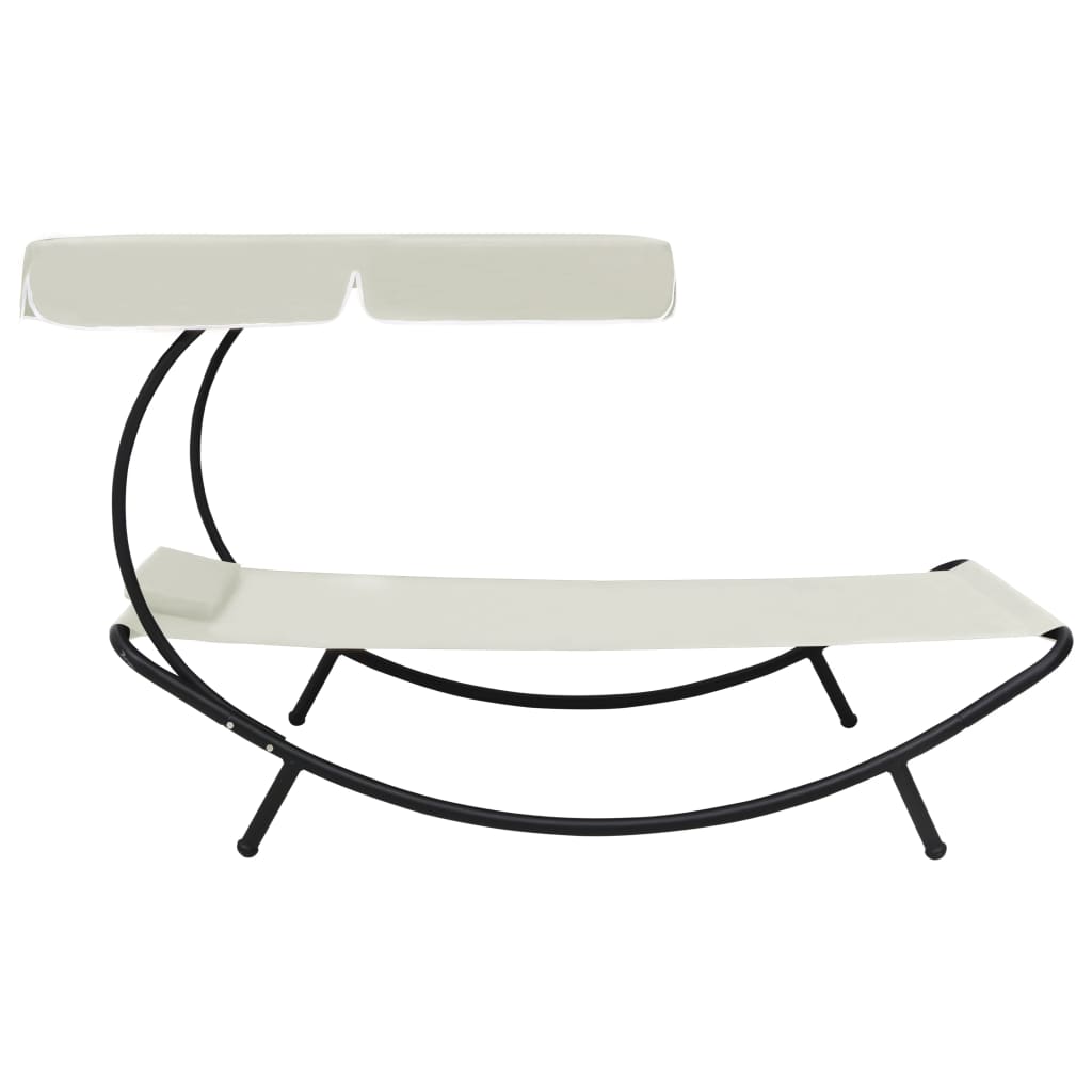Espreguiçadeira com toldo e almofada branco nata