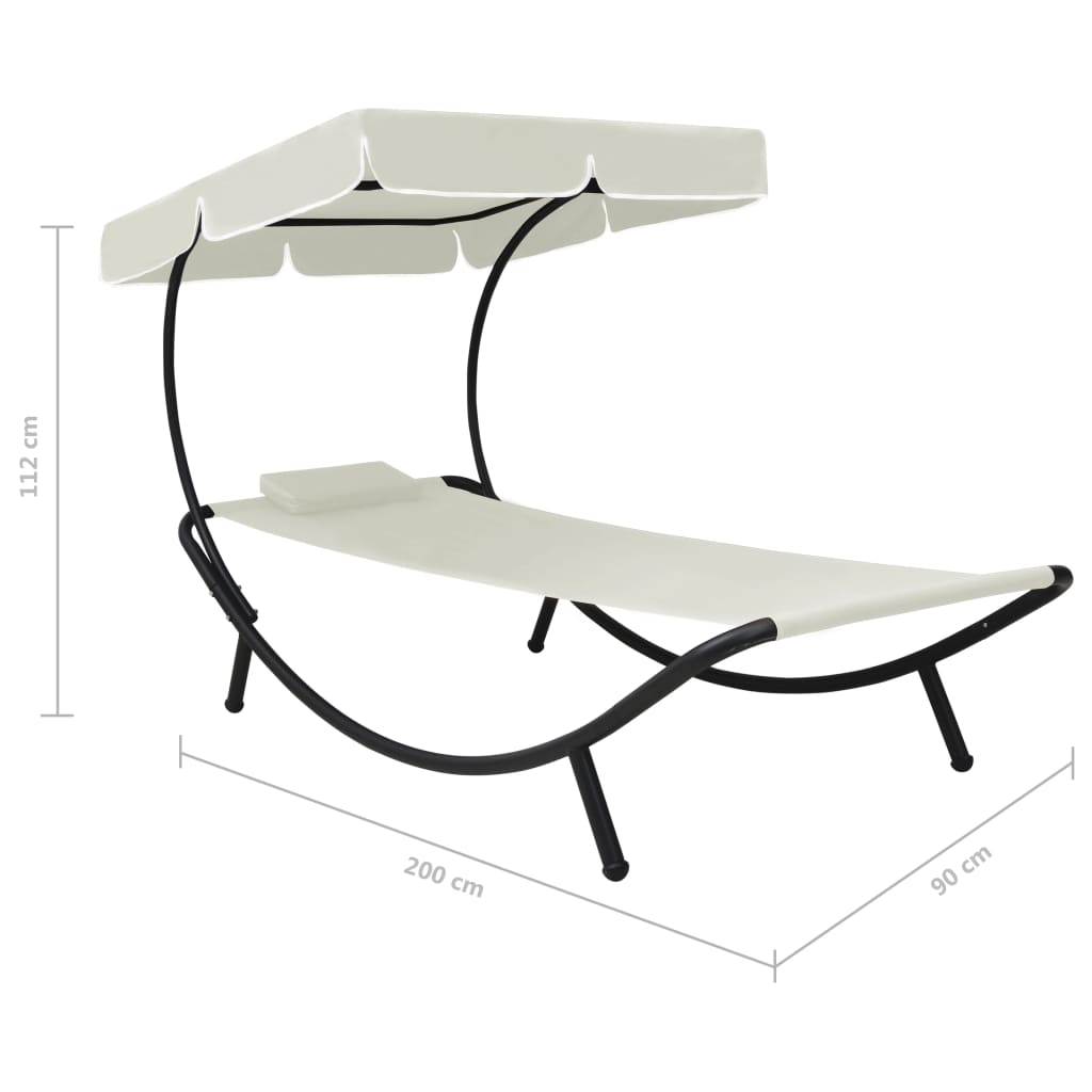 Espreguiçadeira com toldo e almofada branco nata