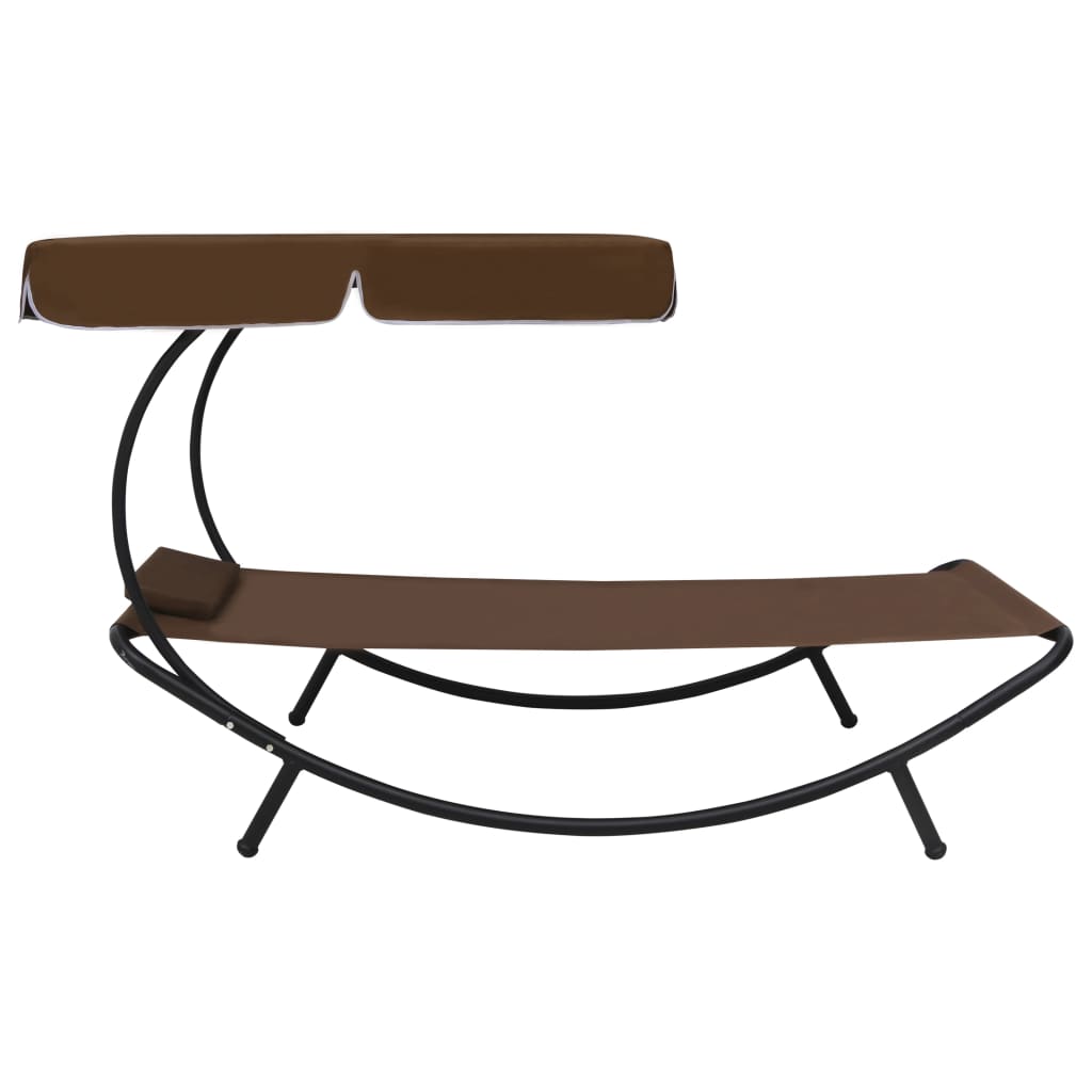 Espreguiçadeira com toldo e almofada castanho