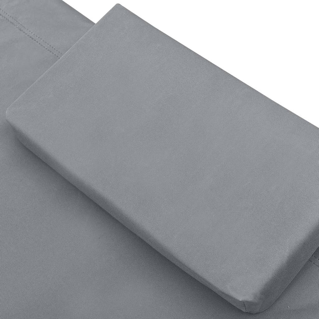 Espreguiçadeira com toldo e almofada cinzento