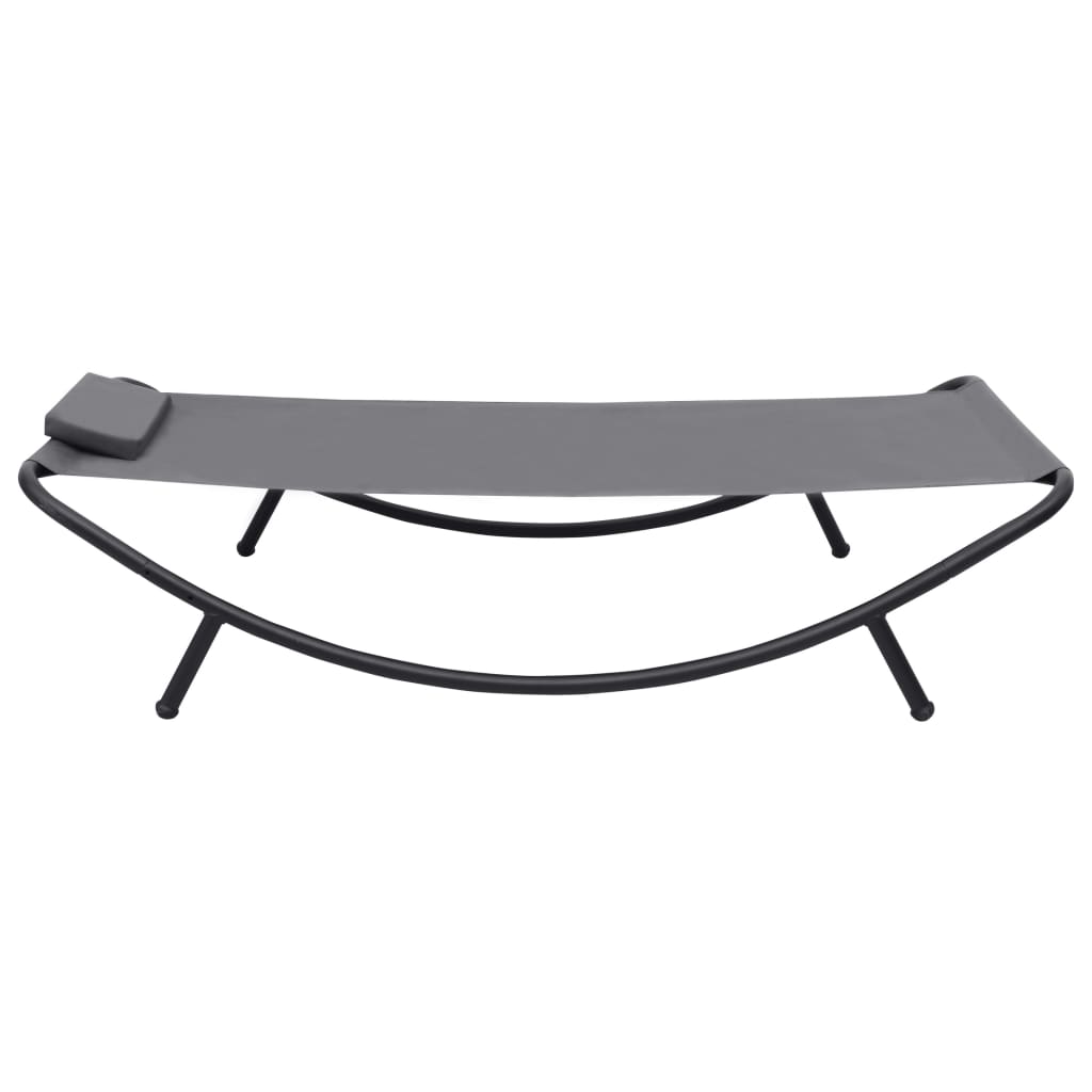 Espreguiçadeira de jardim 200x90 cm aço cinzento