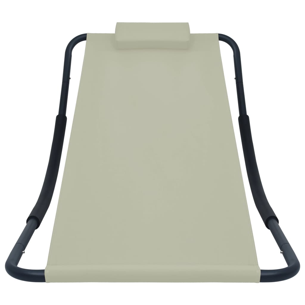 Espreguiçadeira de jardim 200x90 cm aço creme