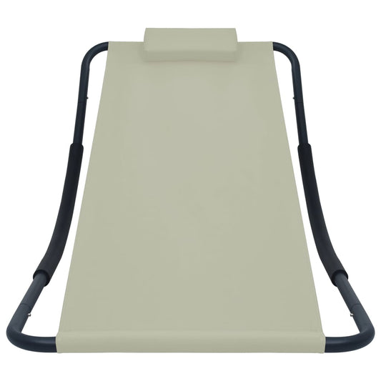 Espreguiçadeira de jardim 200x90 cm aço creme