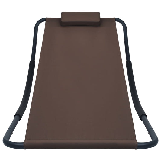 Espreguiçadeira de jardim 200x90 cm aço castanho