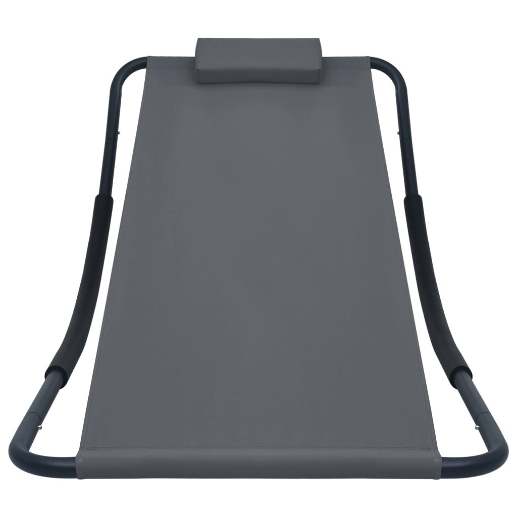 Espreguiçadeira de jardim 200x90 cm aço cinzento