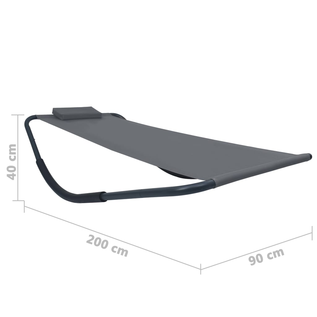 Espreguiçadeira de jardim 200x90 cm aço cinzento