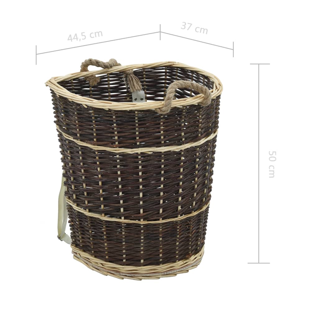 Mochila para lenha com alças 44,5x37x50cm salgueiro natural