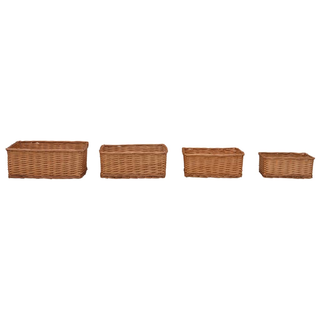 4 pcs conjunto de cestos de encastrar salgueiro castanho