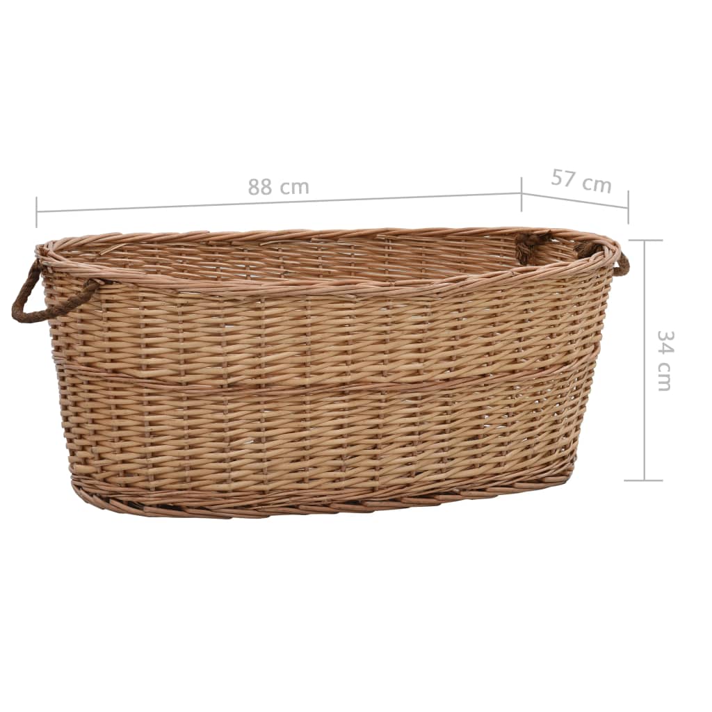 Cesto para lenha com pegas 88x57x34 cm salgueiro natural