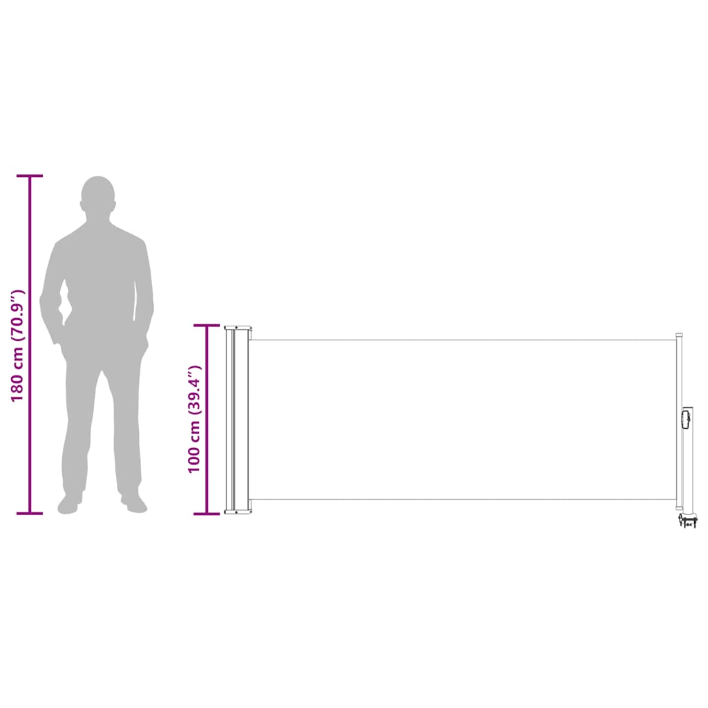 Toldo lateral retrátil para pátio 100x300 cm castanho