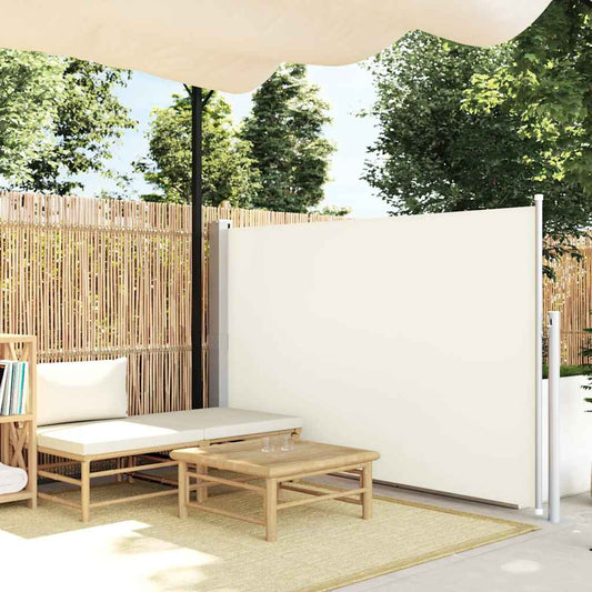 Toldo lateral retrátil para pátio 140x500 cm creme