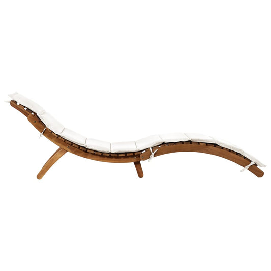 Espreguiçadeira com almofadão madeira acácia maciça cor creme