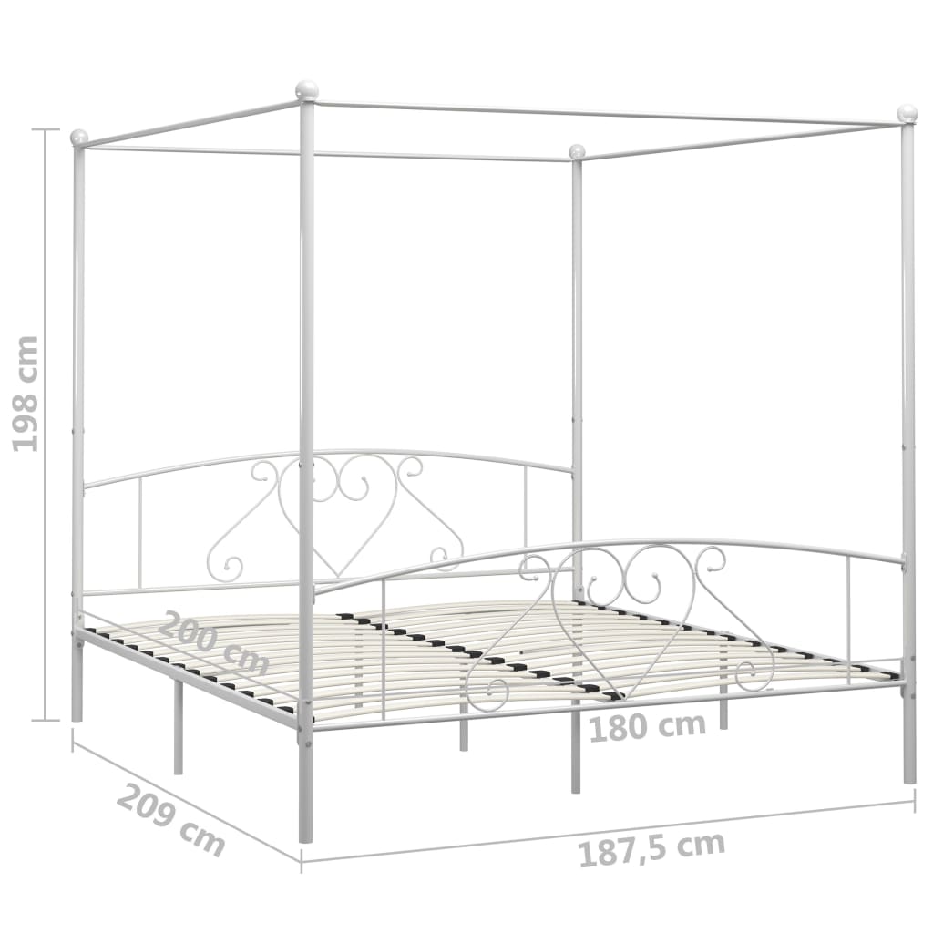 Estrutura de cama com dossel metal 180x200 cm branco