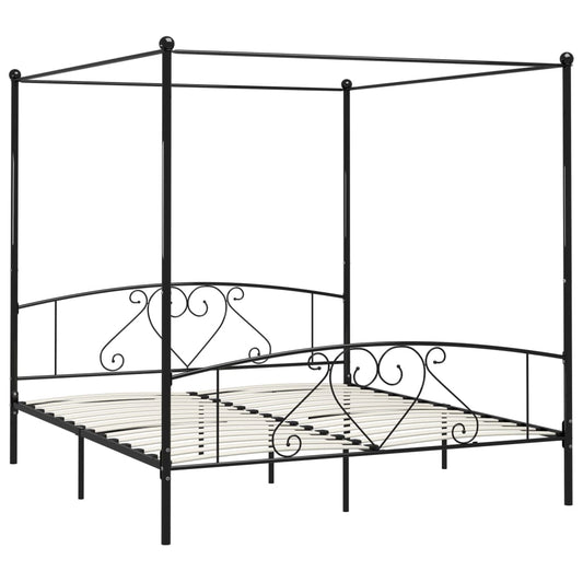 Estrutura de cama dossel 180x200 cm metal preto