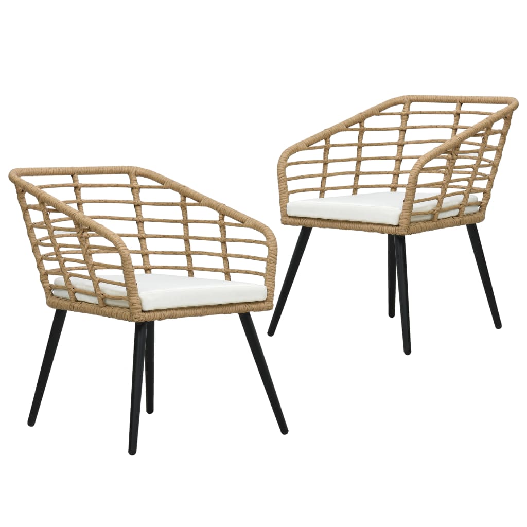 Cadeiras de jardim com almofadões 2 pcs vime PE cor carvalho