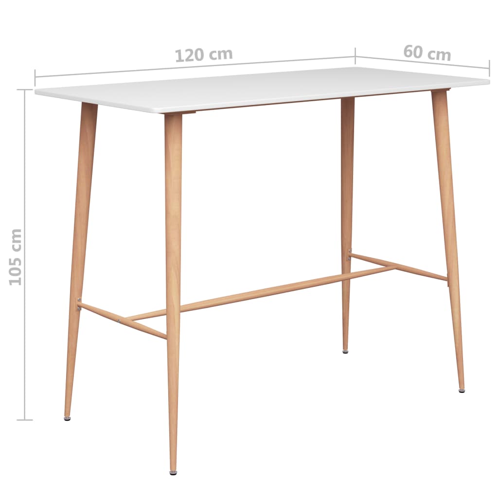 Mesa de bar 120x60x105 cm branco