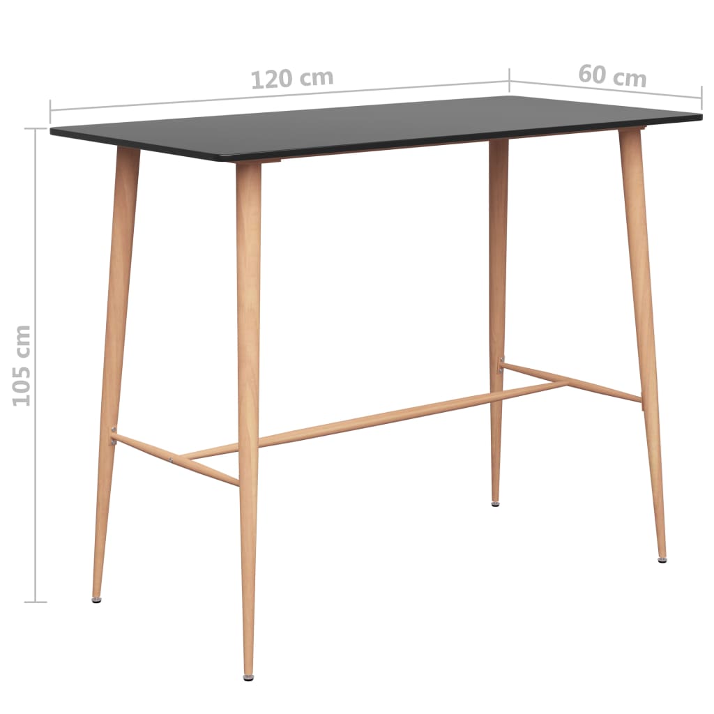 Mesa de bar 120x60x105 cm preto