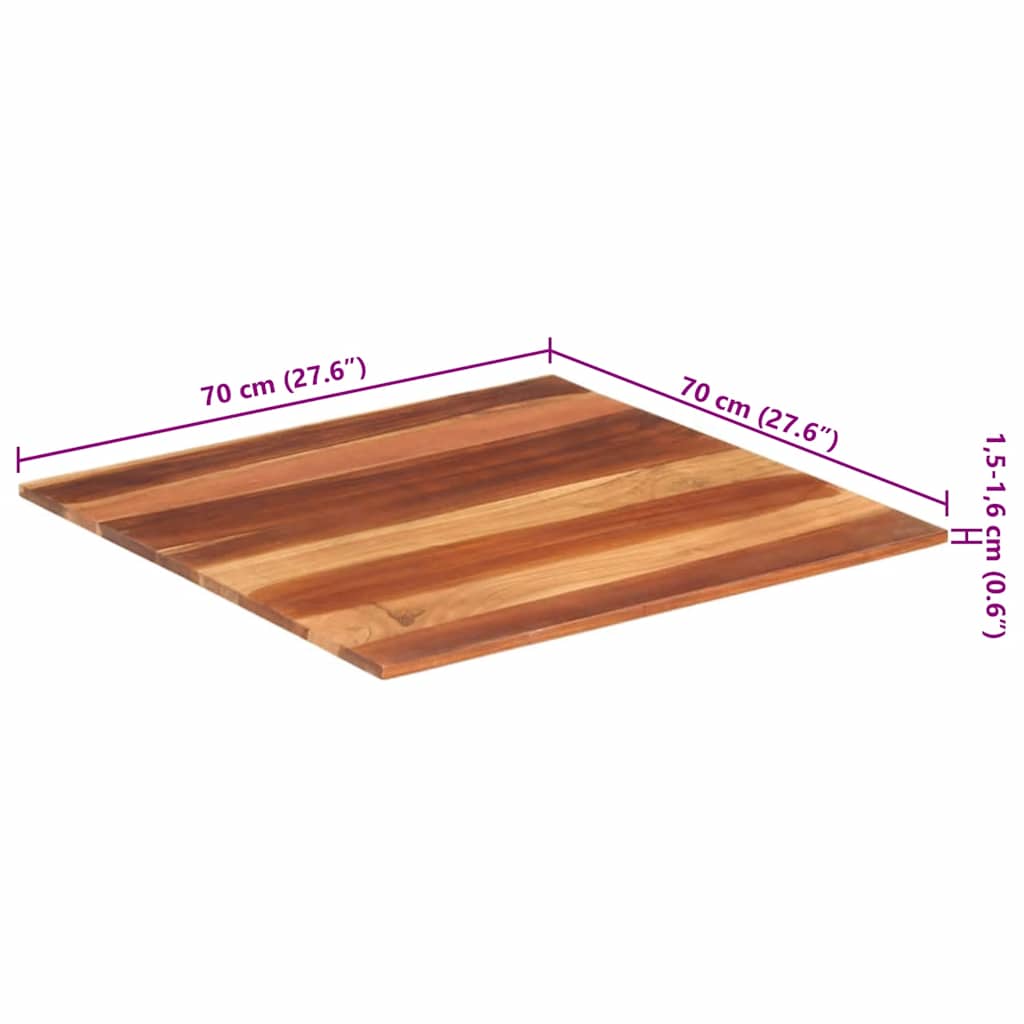 Tampo de mesa madeira de acácia maciça 15-16 mm 70x70 cm