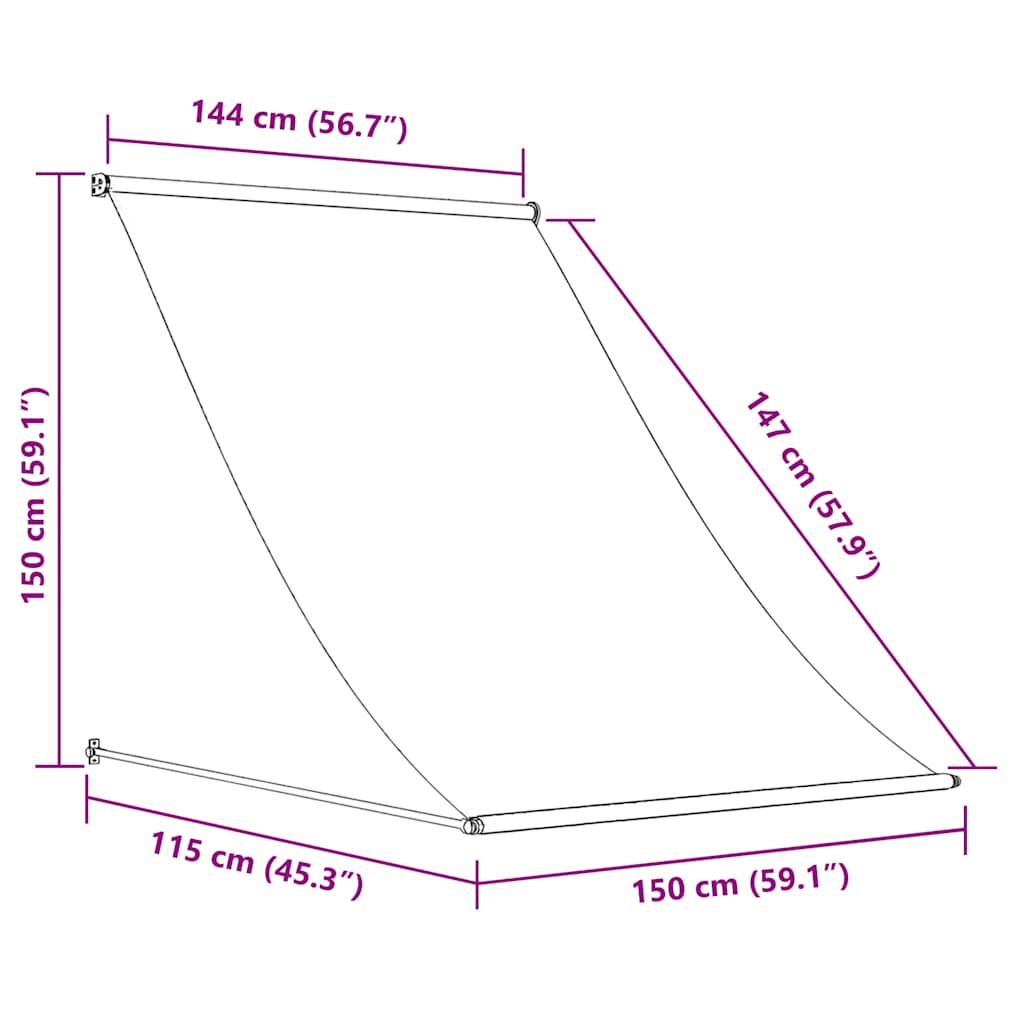 Toldo retrátil 150x150 cm laranja e castanho
