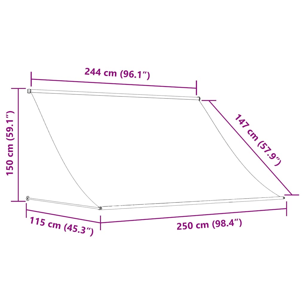 Toldo retrátil 250x150 cm laranja e castanho