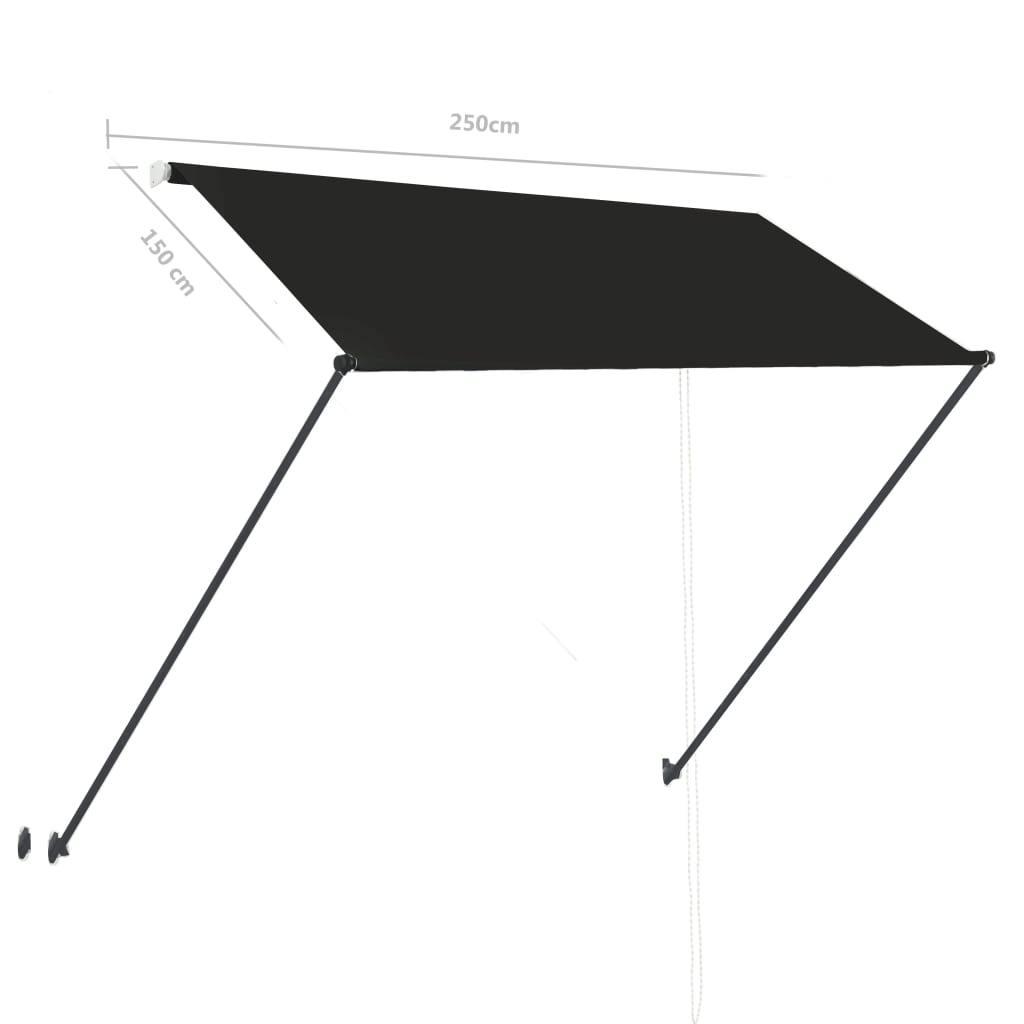 Toldo retrátil com LED 250x150 cm antracite
