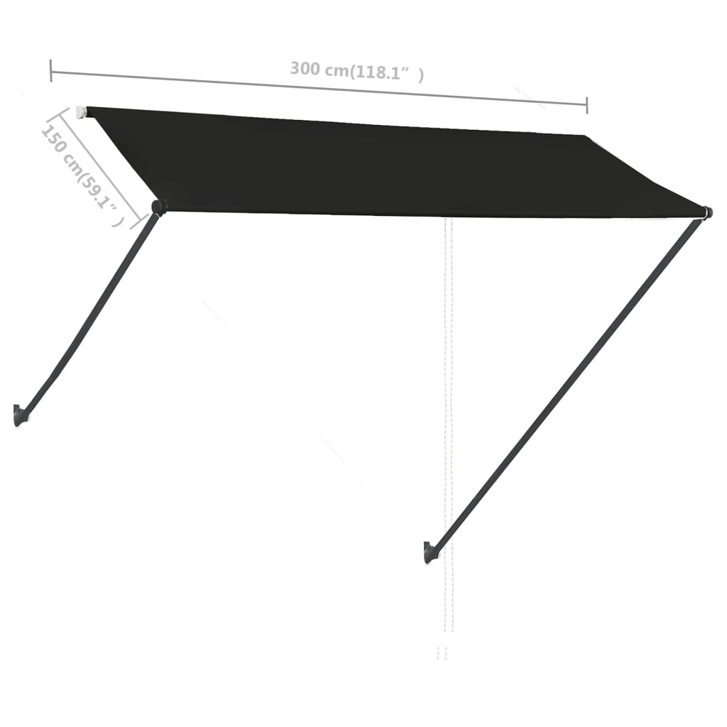 Toldo retrátil com LED 300x150 cm antracite