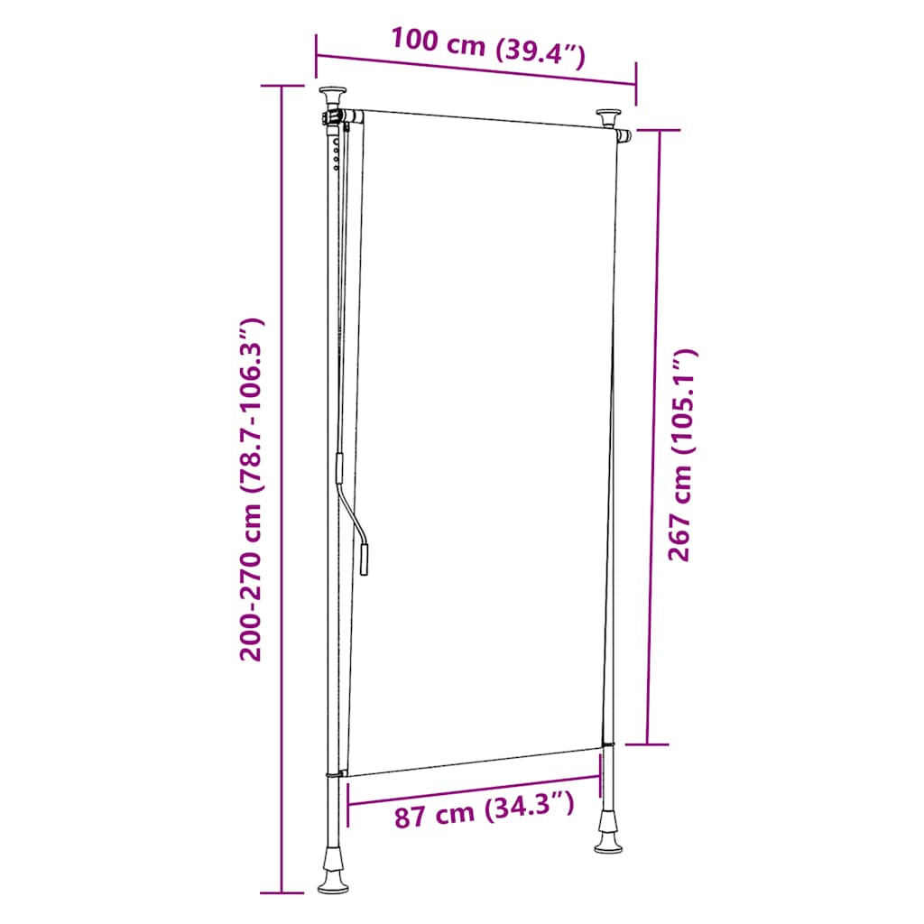 Estore de rolo para exterior 100x270 cm antracite