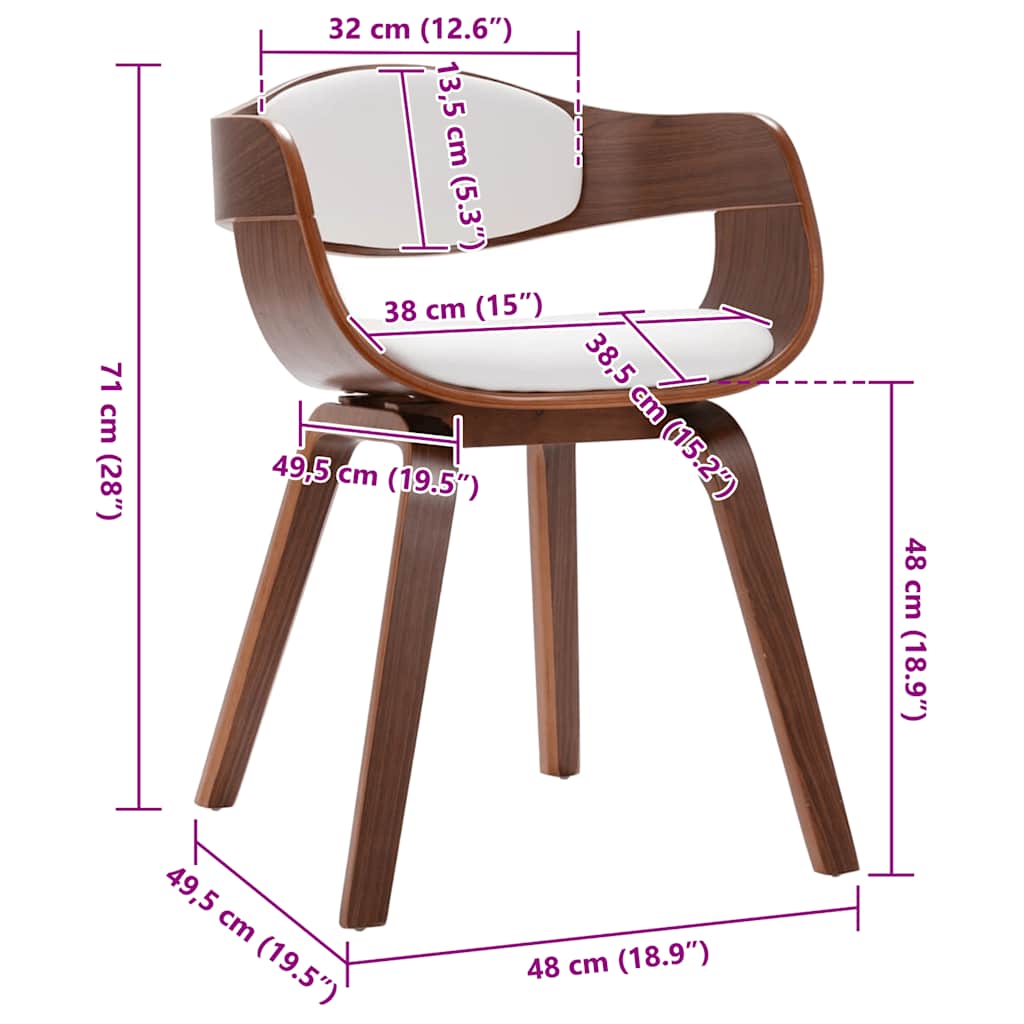 Cadeiras jantar 2 pcs madeira curvada e couro artificial