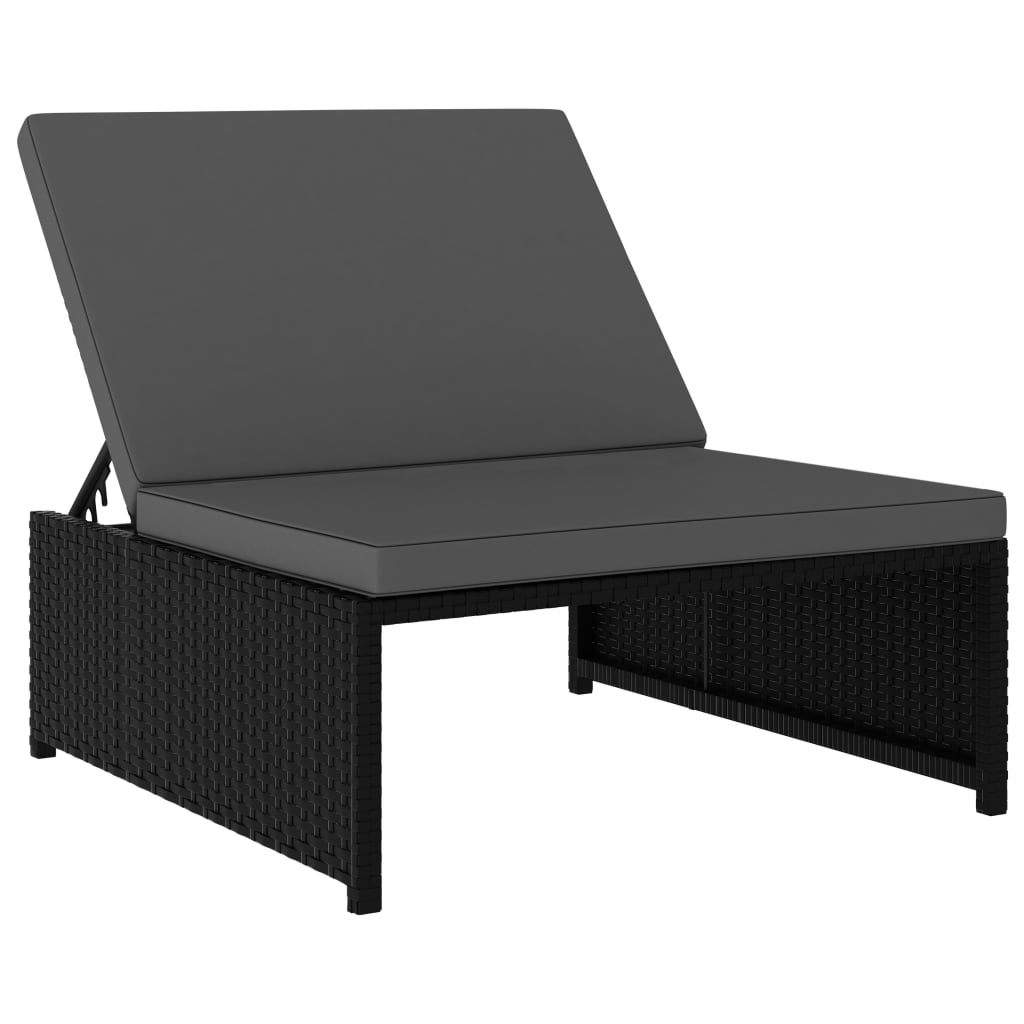 Espreguiçadeiras com mesa 2 pcs vime PE preto