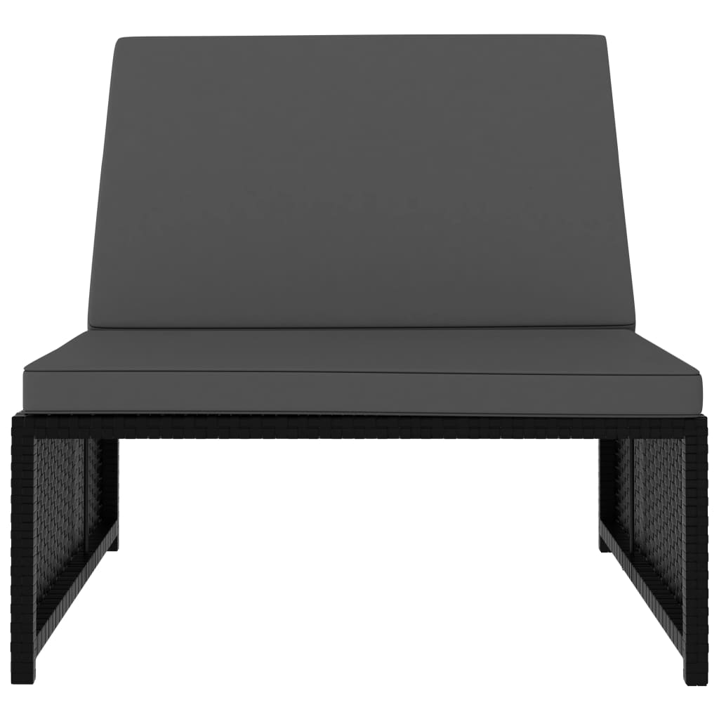 Espreguiçadeiras com mesa 2 pcs vime PE preto