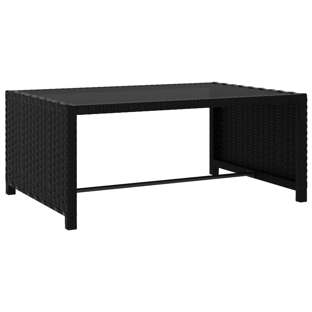 Espreguiçadeiras com mesa 2 pcs vime PE preto