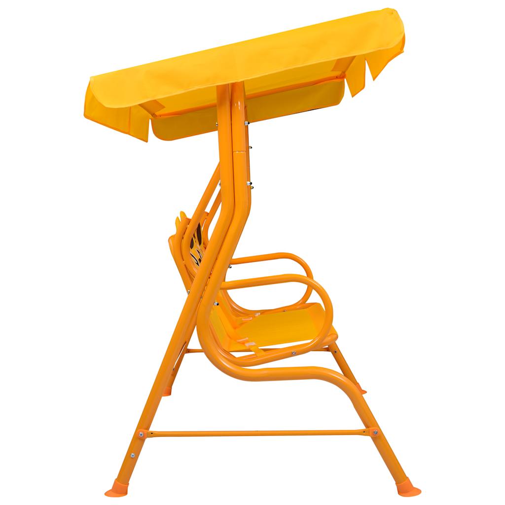 Banco de baloiço para crianças 115x75x110 cm tecido amarelo