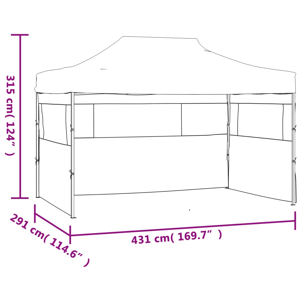Tenda para festas dobrável c\ 3 paredes laterais 291x413x315 cm branco