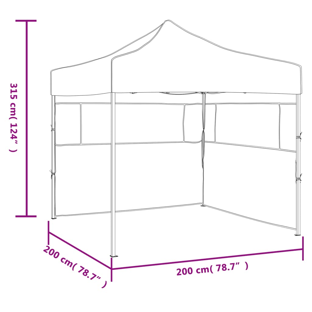 Tenda dobrável profissional festas 2 paredes 2x2m aço antracite
