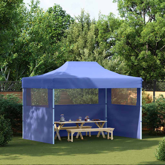 Tenda dobrável profissional festas 3 paredes 3x4 m aço azul