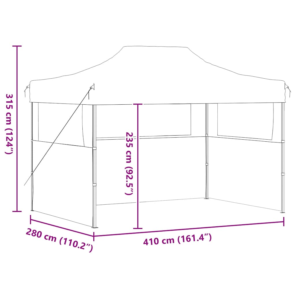 Tenda dobrável profissional festas 3 paredes 3x4m aço antracite
