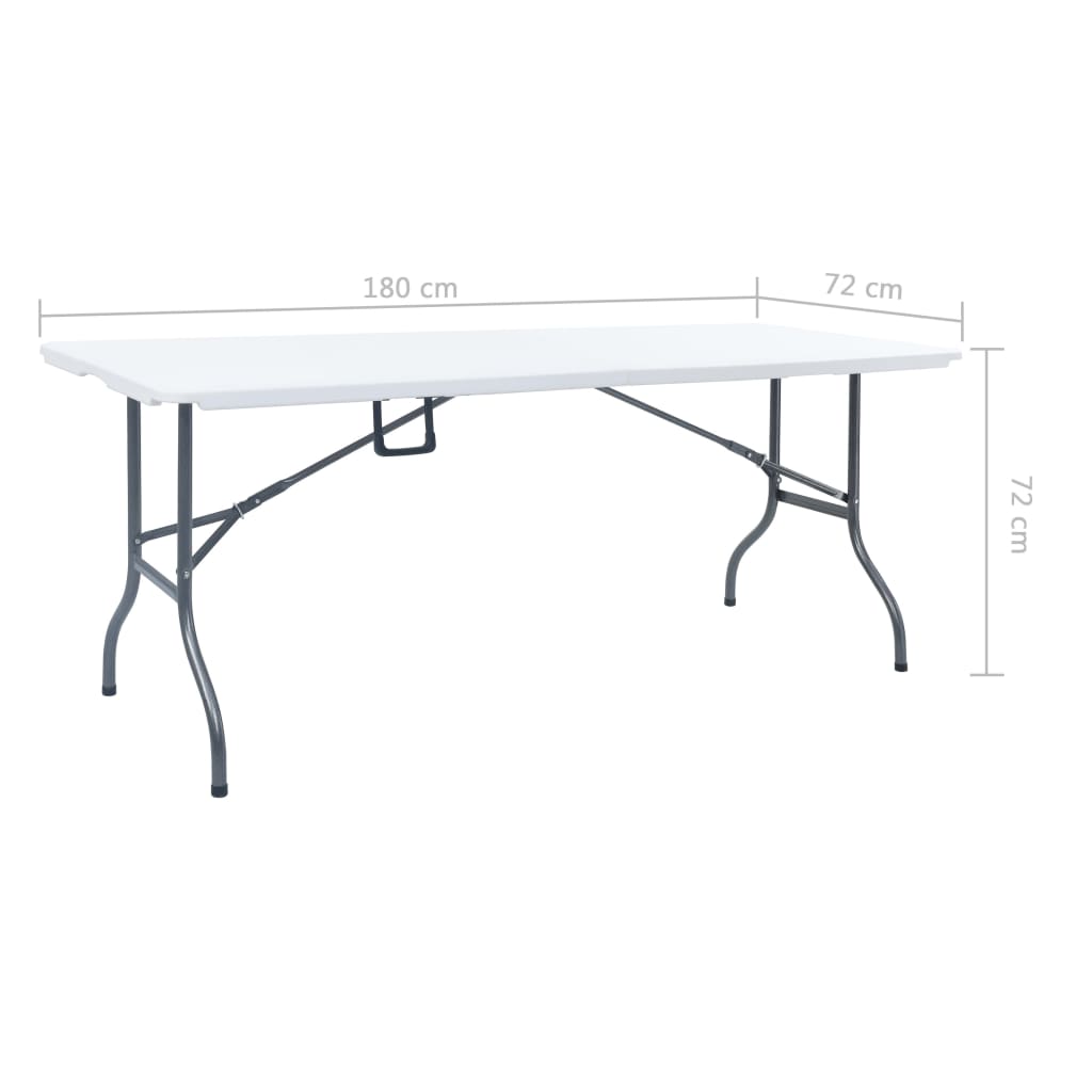 Mesa de jardim dobrável 180x72x72 cm PEAD branco