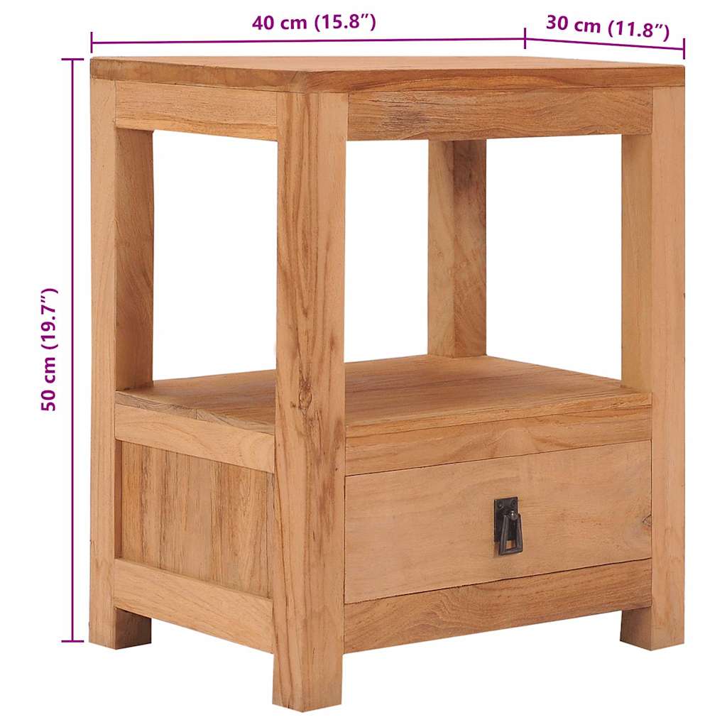 Mesa de cabeceira 40x30x50 cm madeira de teca maciça